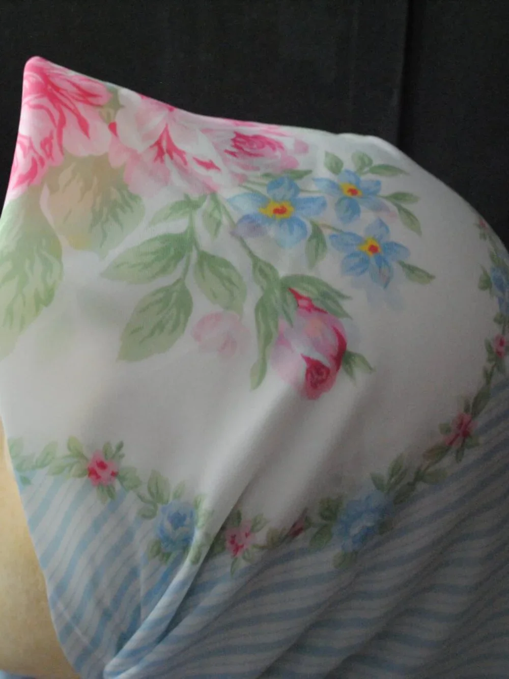Large Vintage 1980s Avon Floral & Striped Scarf